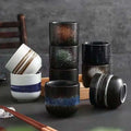 190ml Japanese Water Glazed No Handle Vintage Matt Ceramic Blue Tea Cup
