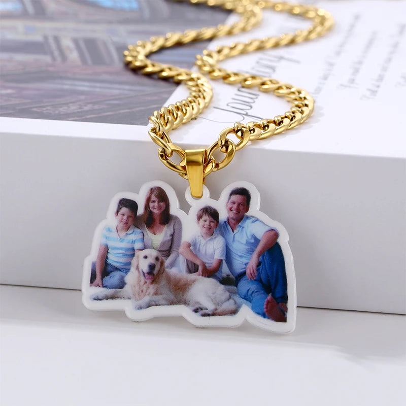 Customized Photo Necklace Stainless Steel Colorful Portrait Pendant Fashionable European and American Wedding or Party Gift