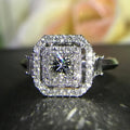 CAOSHI OEM ODM Asscher Cut Full CZ Rings Jewelry Fashion Claws Setting Silver Color Square Engagement Ring Women