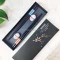 High-End 100% Custom Nature Wooden Chopsticks with Ceramic Chopstick Holder with Small Floral Pattern Gift Set Box