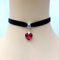 AA016378 Wholesale Gothic Jewelry Punk Black Velvet Choker Necklaces Colorful Crystal Heart Pendant Necklace Women