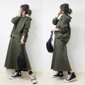Boutique Wholesale 2026 Autumn New Fashionable Long Sleeved Patchwork Sweatshirt Elastic Waist A-line Skirt Women's Set
