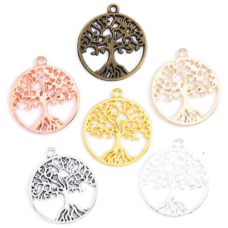 Alloy Tibetan Silver Plated Tree of Life Charms Pendants for Jewelry Making DIY Handmade Craft 29*26mm Q211