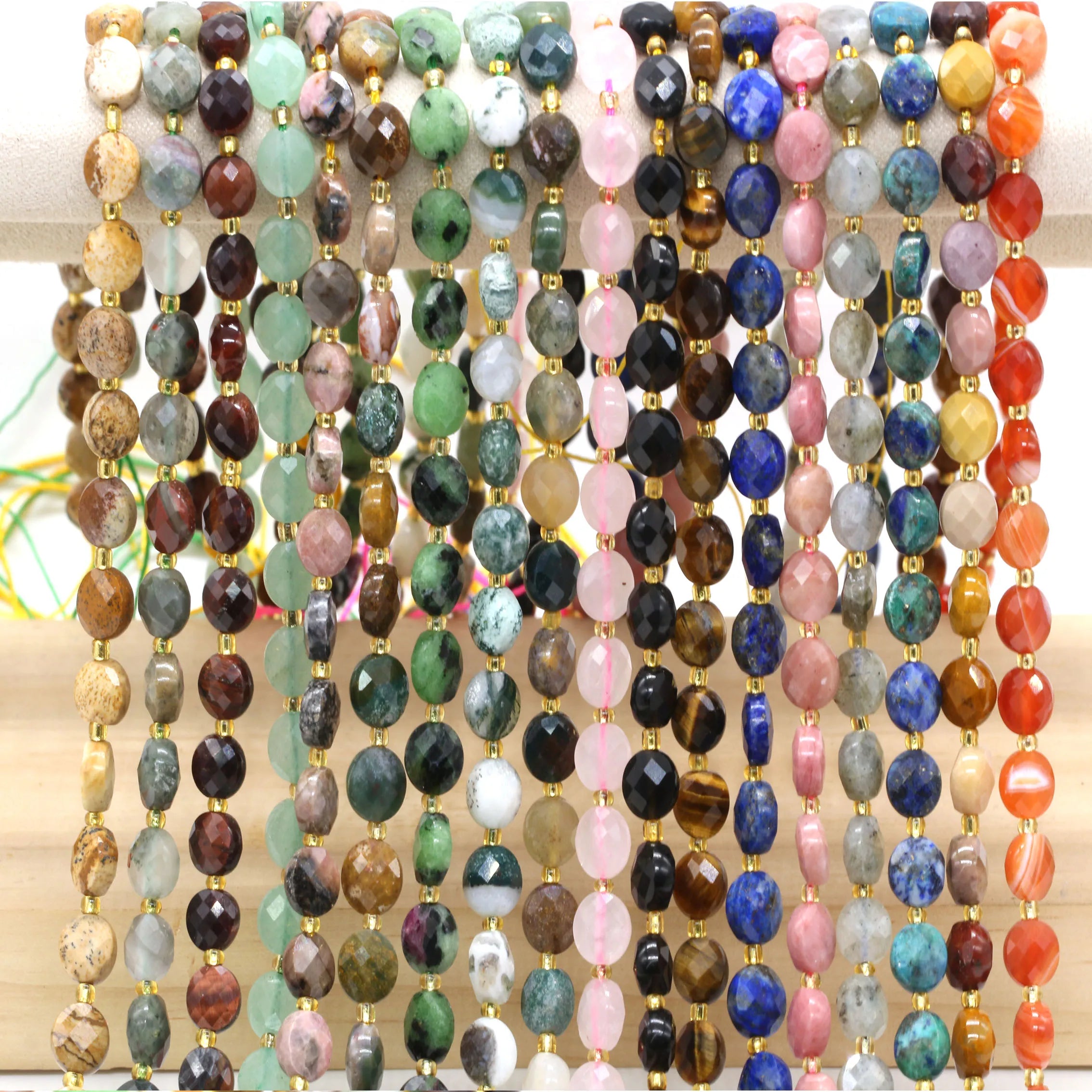 Wholesale Faceted Natural Tiger Eye Stone Beads 6*3.5mm Coin Shape Loose for DIY Jewelry Making