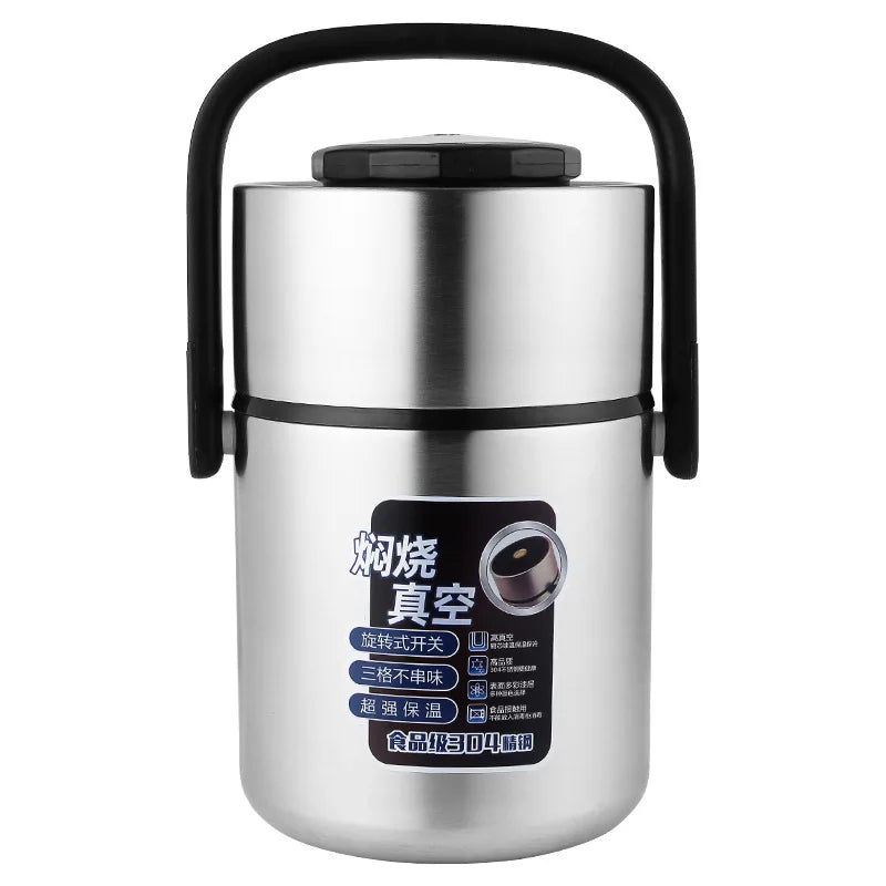 SS304 Double Wall Easy to Carry Vacuum Food Container Bento Box Thermal Insulating Bento Lunch Boxes Keeping Warm