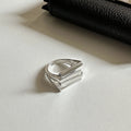 Trendy Women Jewelry Statement Design Rectangle Rings 925 Sterling Silver Adjustable Ring