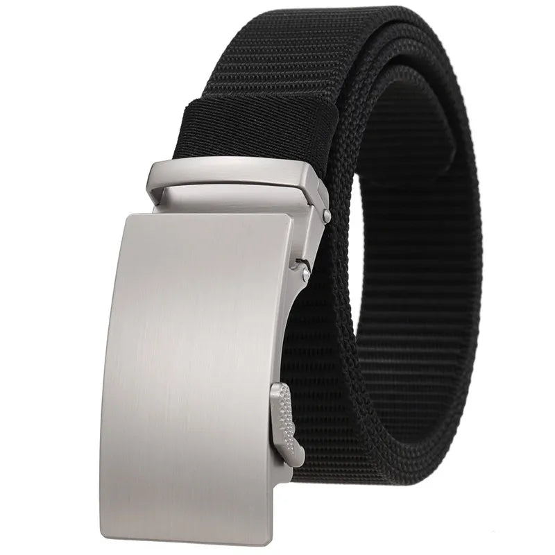 LQbelt Men's Canvas Belt Automatic Buckle Belts Without Ratchet Fabric Belt Polyester Leisure Wholesale Factory