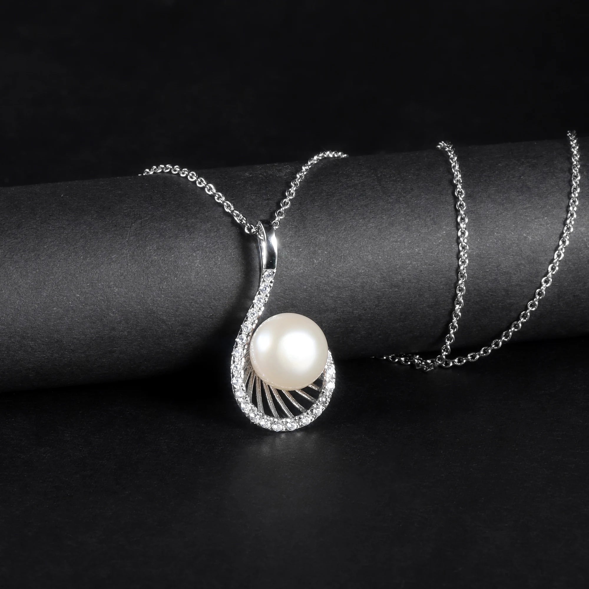 D1012 Abiding Jewelry Brand New 10mm White Fresh Water Pearl Women's Necklaces Jewelry 925 Sterling Silver Necklace Pendant