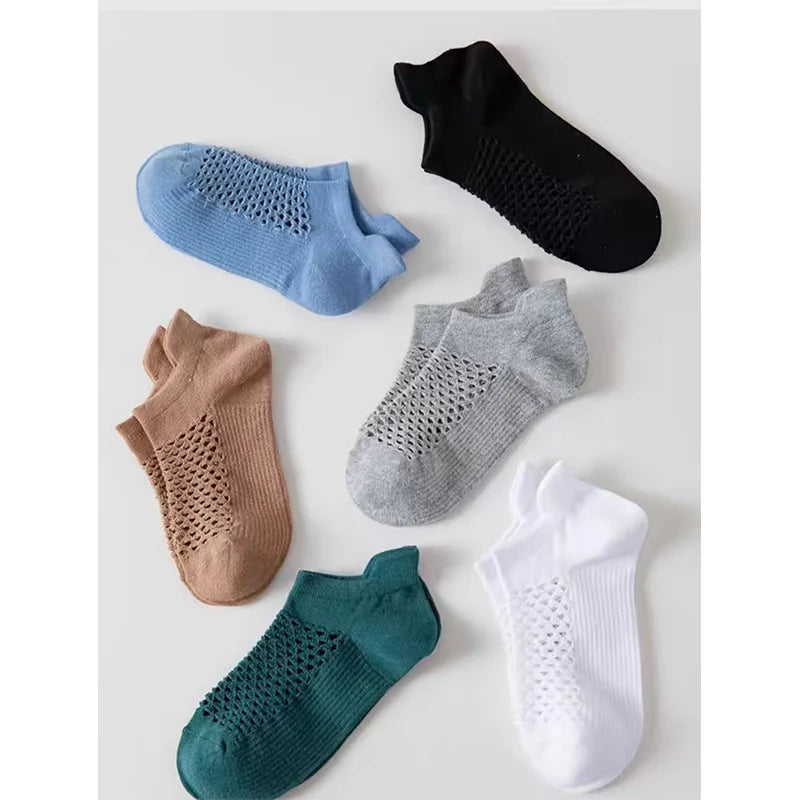 Modern Custom-Made Women's Knitted Cotton Mesh Anti-Slip Breathable Needle Detection Floor Socks DEERJIE PB020 for Everyday