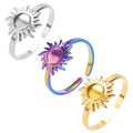 SC New Arrival Cool Colorful Silver Gold Couple Rings Trendy Stainless Steel Rings Creative Open Adjustable Sun Rings for Women
