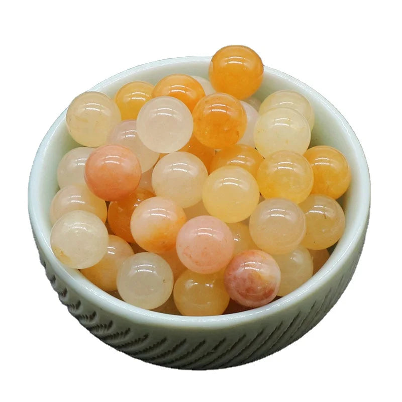 Wholesale 8\10\12\16\18\20mm Natural Yellow Jade Crystal Stone No Hole Round Loose Bead for Diy Jewelry