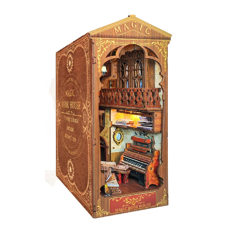 DIY Book Nook Bookshelf Insert Decor Alley Bookends Model Build-Creativity Kit Magic Bookstore Book Nook