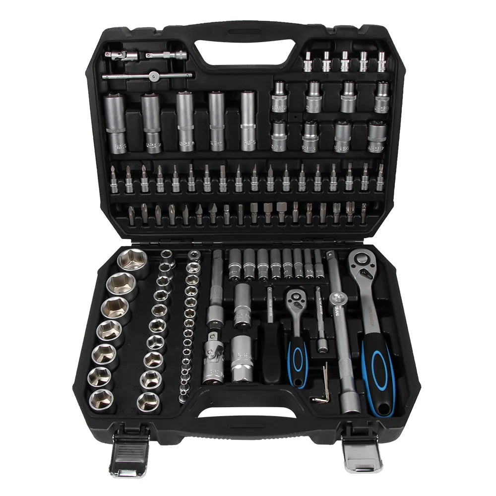 110pcs GTYPRO RTS Workshop Hardware Hand Tools Kit CR-V Taiwan Quality Socket Set Ratchet Wrench Spanner 1/4 1/2 OEM Hard Case