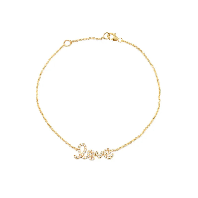 Fashion Jewelry 925 Sterling Silver Bracelet Letter love Charm Diamond Zircon Gold Plated Bracelets for Women Valentine's Day