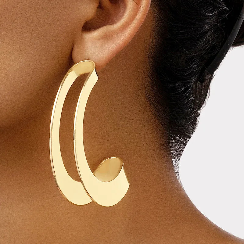 Fashion Simple Designer Big Flower Earrings Charms Gold Plated Retro Large Statement Earrings for Women Jewelry Party Gift