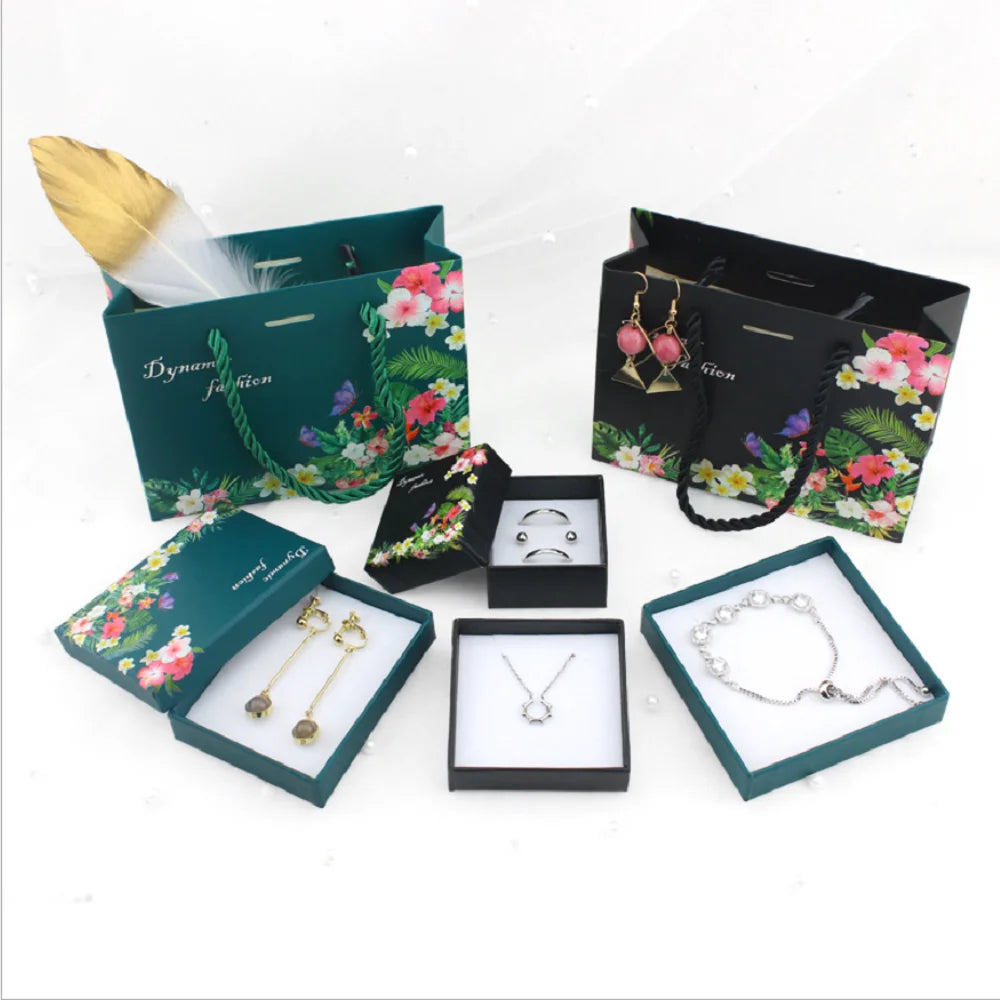 Vintage Fashion Jewelry Packaging Box Set Jewellery Box Package Gift Card Jewellery Storage Handbag