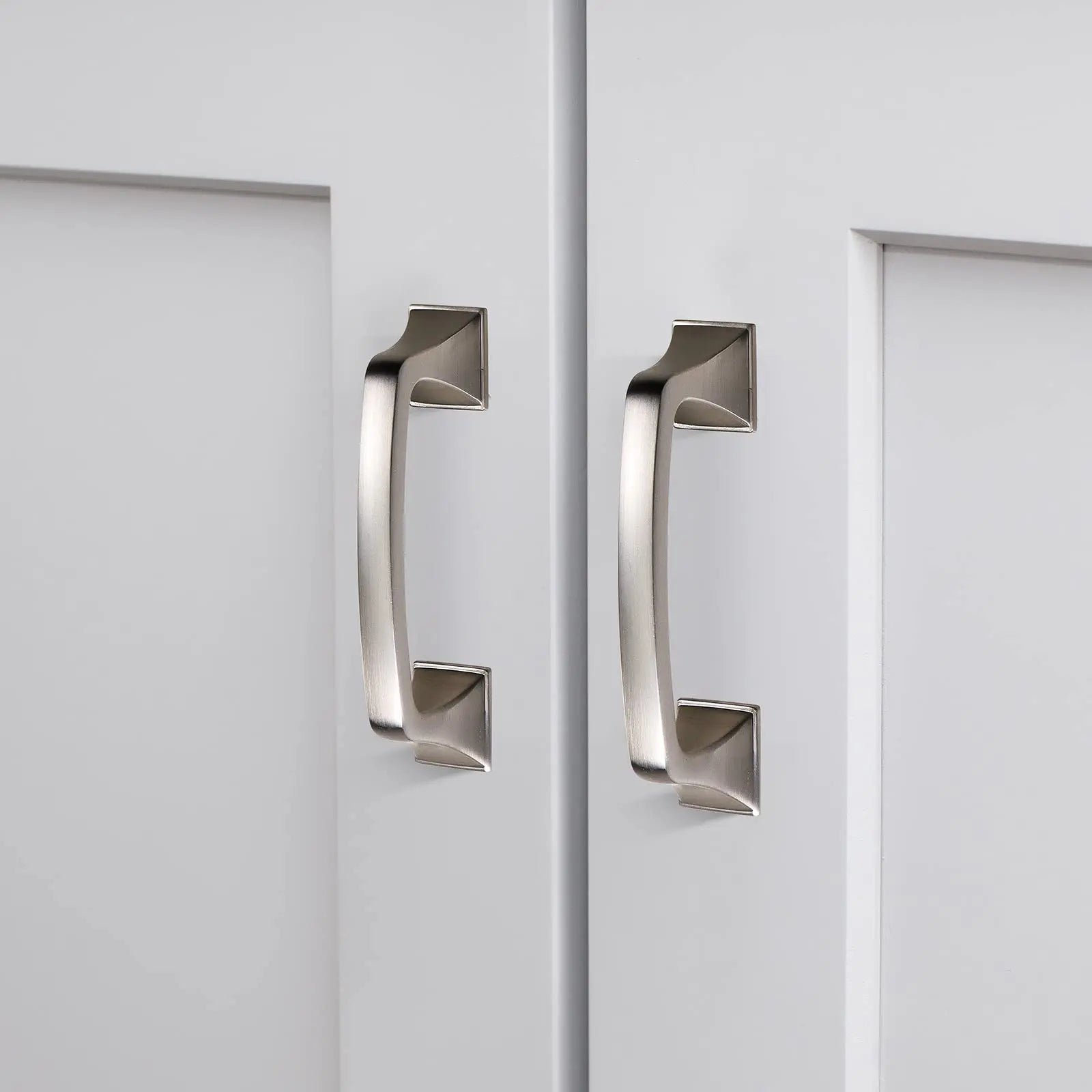 WEKIS 10 Pack 3-3/4 Inch Satin Nickel Cabinet Handles Hot Selling Brushed Finish for Kitchen Cabinets Dressers 96mm Hole Centers