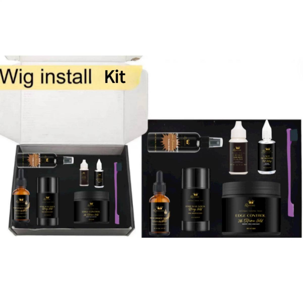 Private Label 7 Items Professional Hair Extension Pliers Set Wig Install Kit with Natural Herbal Edge Control for Lace Hair