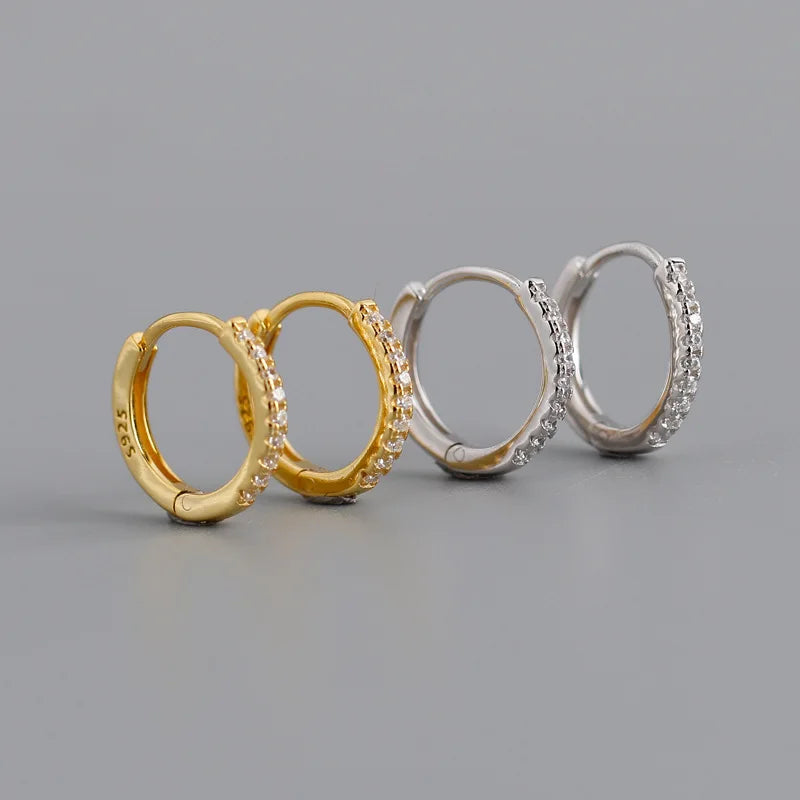 High Quality Design 925 Sterling Silver Cubic Zirconia Stone Hoop Huggie Earrings for Women