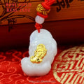 Certified Gold Inlaid With Jade Pure Gold Inlaid With Jadeite Brave Men's And Women's Fashion Necklace Gold Jadefactory