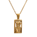 JINYOU 848 Statement Body Square Pendant Stainless Steel Statement Necklace Gold Color Texture Metal Personalized Jewelry
