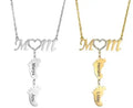 New Designs Stainless Steel Customize Name Feet Pendant Necklace Mother's Day Gift Zircon Necklace for Mom for Gift