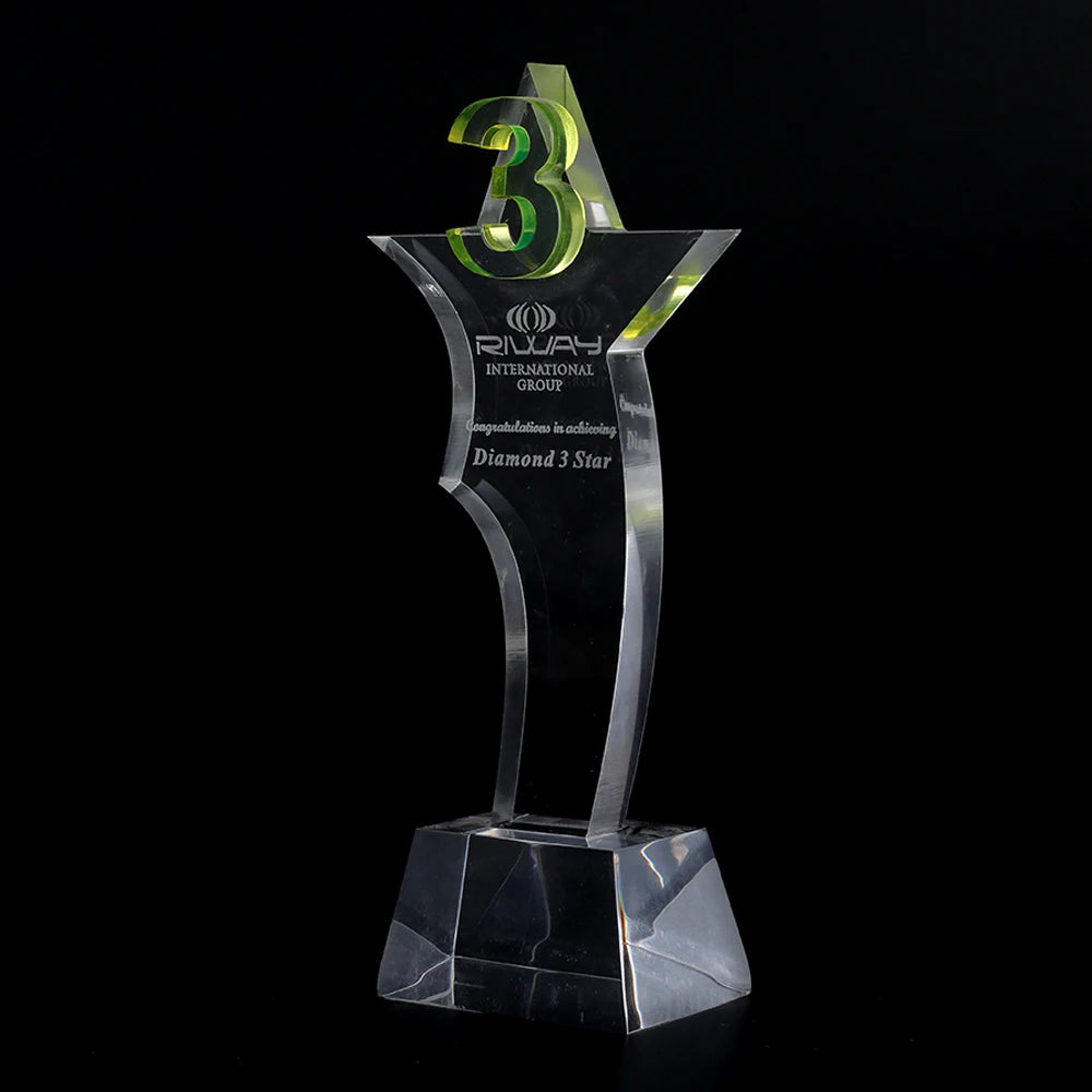 Wholesale Custom Any Text and Pattern Big Blank Color Glass Crystal Acrylic Engraved Award Trophy Plaque