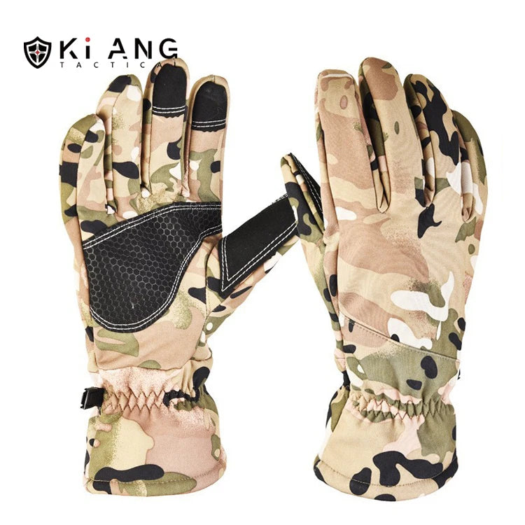 KIANG Customized Waterproof Film Camouflage Touch Screen Men's Bicycle Winter Camouflage Gloves