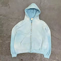 Factory Custom Vintage Hoodie Heavy Weight 360gsm Hoodie Men's Acid Wash Full Zip Fleece Hoodie