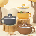 New Design Lovely Doggie Bento Bowl Kids Stainless Steel 304 1200ml Cartoon Bowl Spoon Kids Lunch Box Instant Noodle Bowl