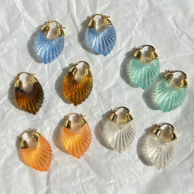 French Vintage Simple Clear Crystal Thread Geometry Hollow U-shaped Earrings Colored Resin Brass Jewelry Acrylic Earrings