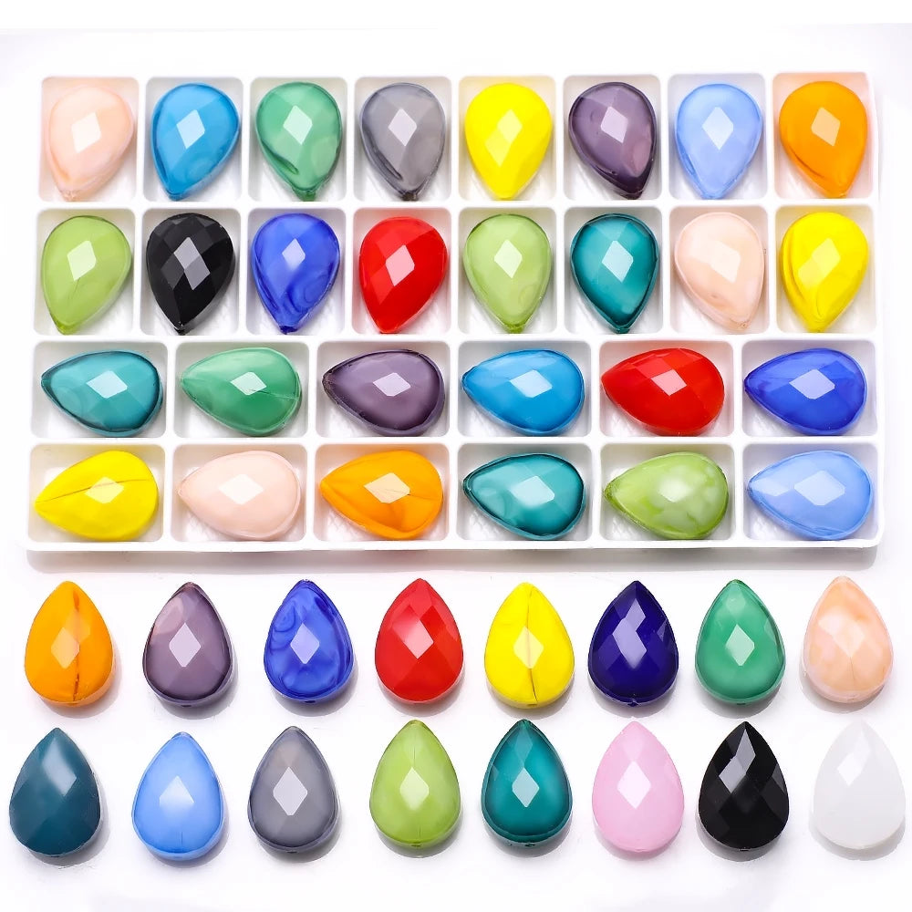 Zhubi Jade Agate Colors 13X18MM Mesh Teardrop Pendant Glass Beads Faceted Crystal Drop Beads for Jewelry Making MegaBDM