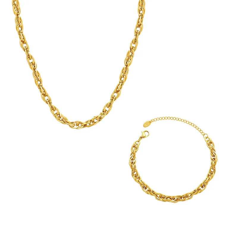 Trendy High Quality 18K Gold Plated Chunky Stainless Steel Link Chain Necklace Fashion Statement Jewelry