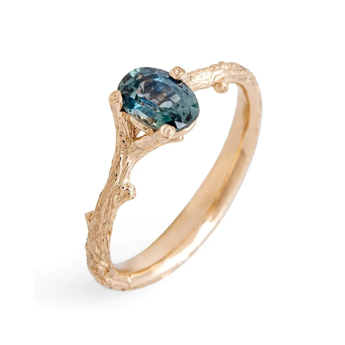 Oval Teal Sapphire Twig Ring Factory Directly with Ring Bridal Ring Round Gemstone