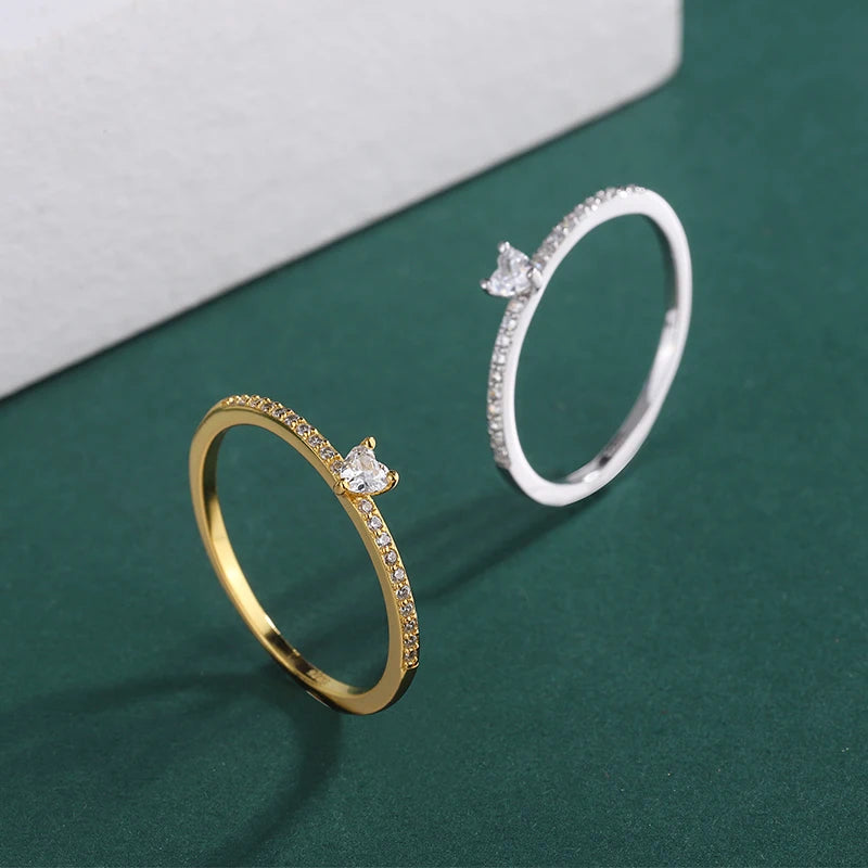 Trend Simple 18k Gold Plated S925 Sterling Silver Simulated Diamond Wedding Engagement Women Ring