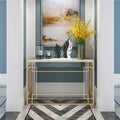 Modern Multipurpose Sustainable Marble Top Gold Metal Console Table for Living Room Bedroom Dining or Entryway