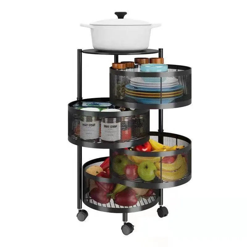 3/4/5 Tiers Storage Trolley Cart with Handle Wheels