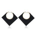 Ethnic New Geometric Square Dangle Earrings Wooden Rhombus Earrings Fashion Handmade Big African Wooden Earrings
