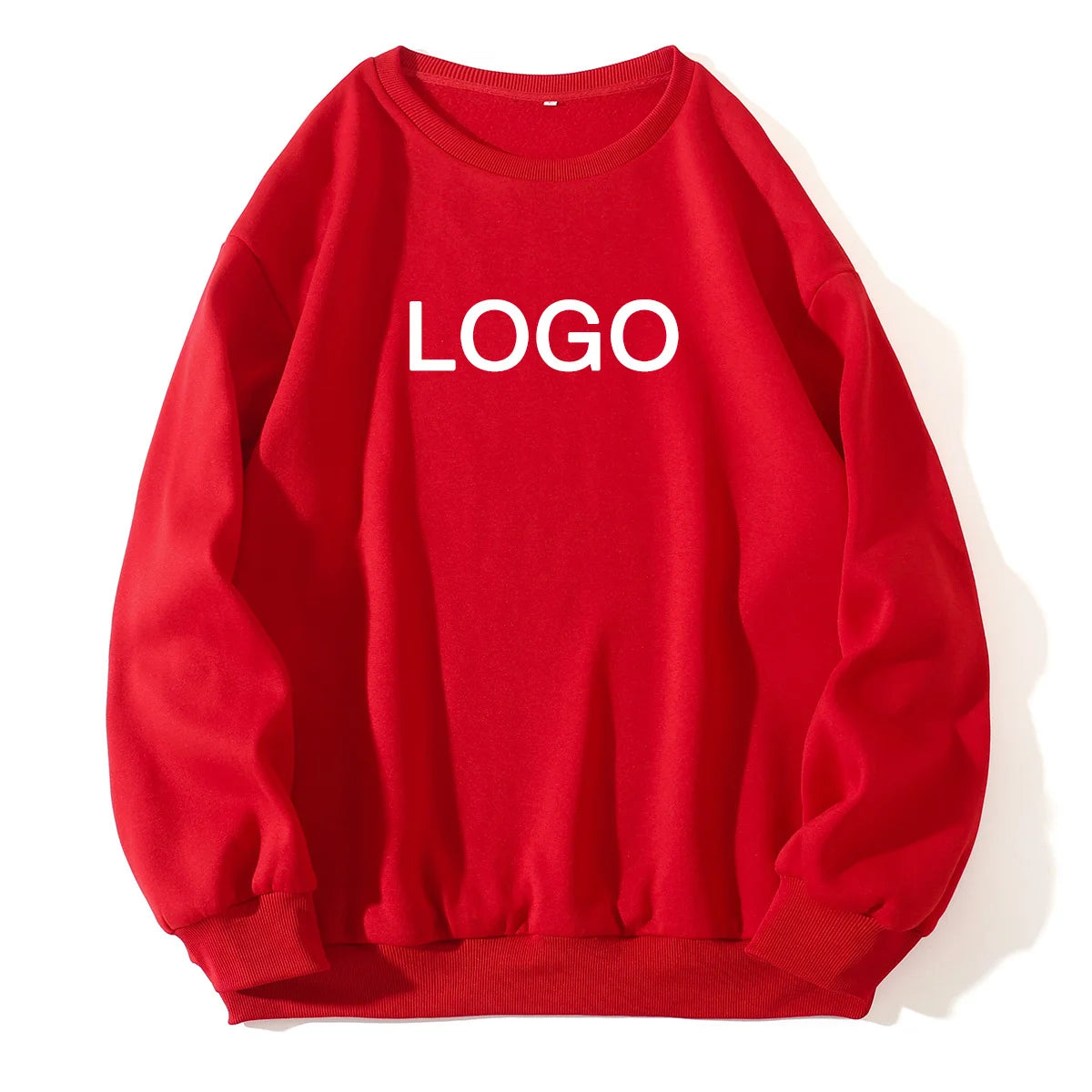 Custom 100% Polyester Fleece Fall Warm Women Long Sleeve Top Round Neck Drop Shoulder Pullover Sweatshirt