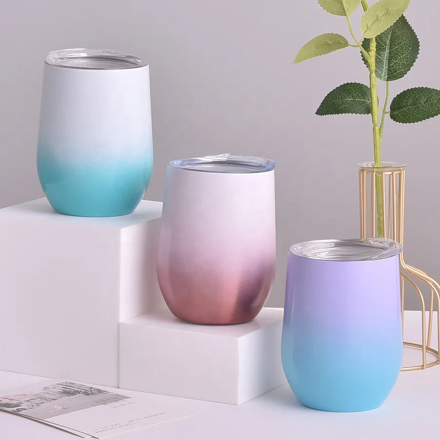 Custom Double Wall Stainless Steel Egg Shape Beer Mugs Insulated Vacuum Tumbler With Lid