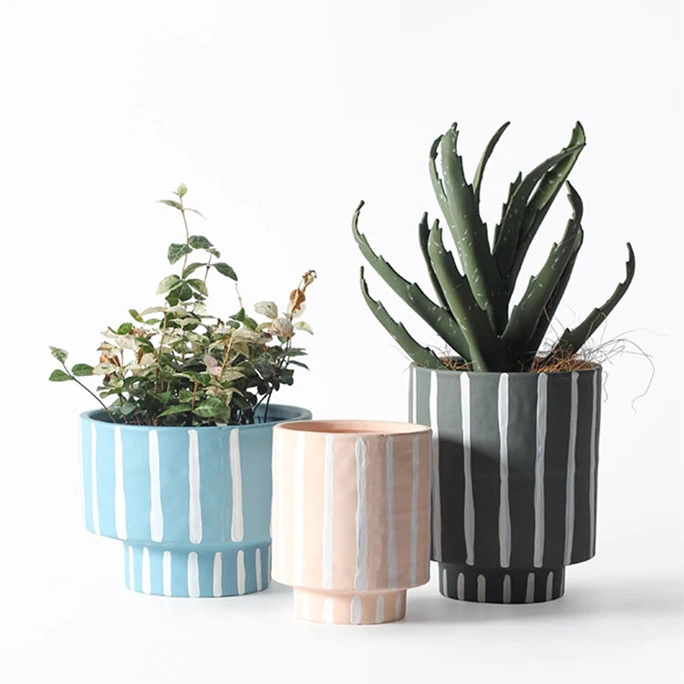 Nordic Style Glazed Ceramic Flowerpot for Indoor Green Pineapple Bonsai Cactus Desk Home Garden Decoration