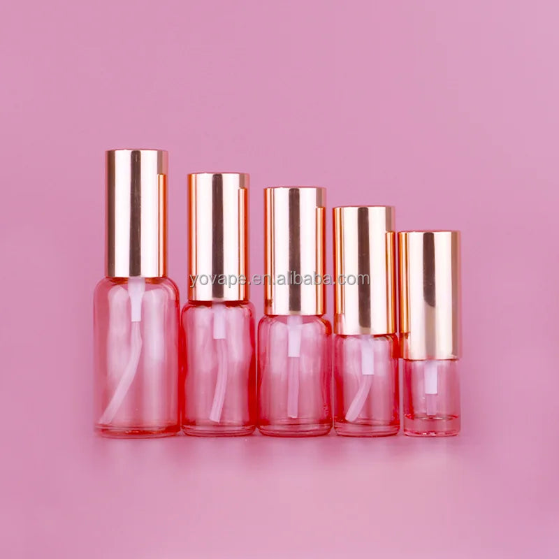 Premium Dispensing Body Oil Perfume 5ml 10ml 15ml 30ml 50ml 100ml 1 oz Rose Gold Sprayer Pump Fine Mist Spray Glass pink Bottle