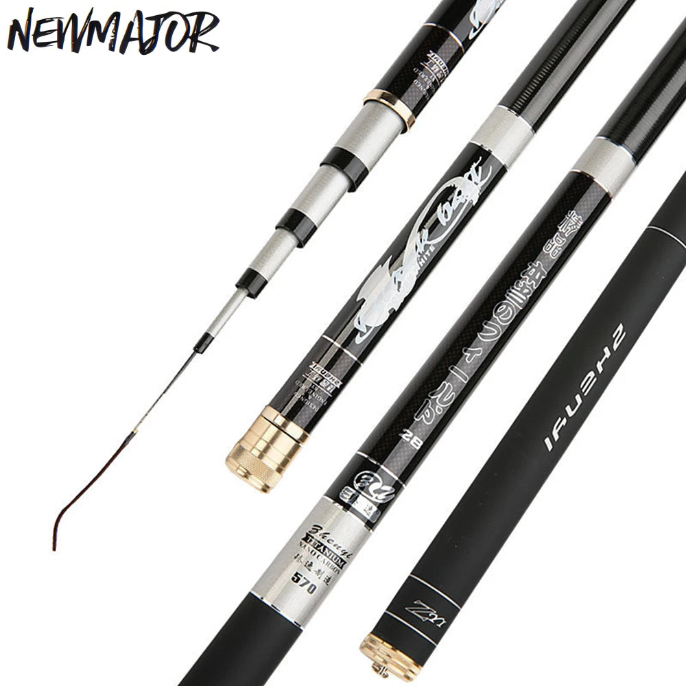 NEWMAJOR Professional Carbon Fast Action Fishing Rod 3.6m-7.2m Super Hard for Freshwater Game Carp Stream Fishing Big Catching