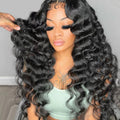Glueless Natural HD Full Lace Human Hair Wig Transparent HD Lace Frontal Wigs for Black Women Pre Plucked Loose Water Wave Wigs