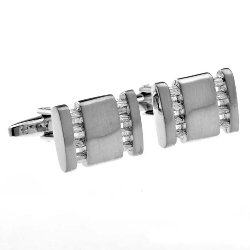 Wholesale Silver Rope Pattern Hollow Strip Cuff Links Custom Men's Tie Clip Business Suit Shirt Wedding Party Tuxedo Jewelry