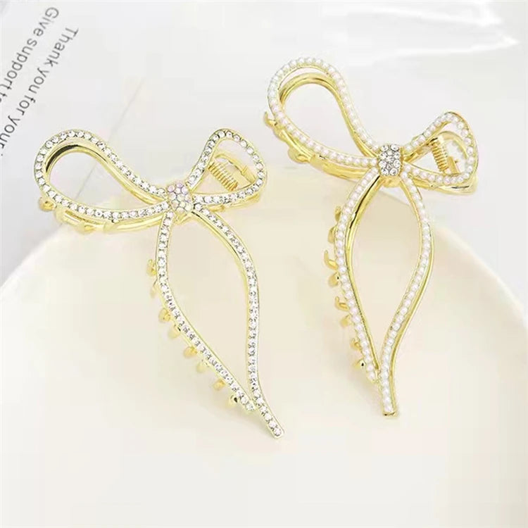 French Girl Hair Accessories Stylish With Rhinestone Hair Claw Bow Hair Claws for Womens