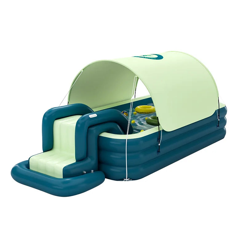 Outdoor Friendly Pvc Garden Party 3-Layer Family Above-Ground Pools Inflatable Swimming Pool With Slide and Awning