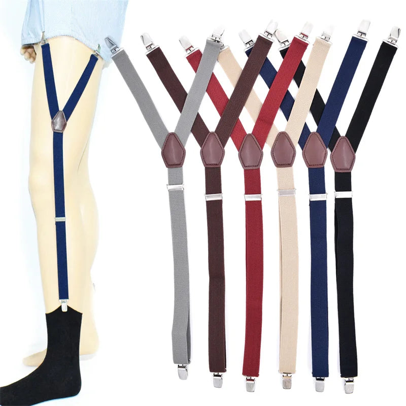 Wholesale Men's Non-slip Y Shaped Adjustable Suspenders Elastic Uniform Garter Belts Shirt Stays for Men