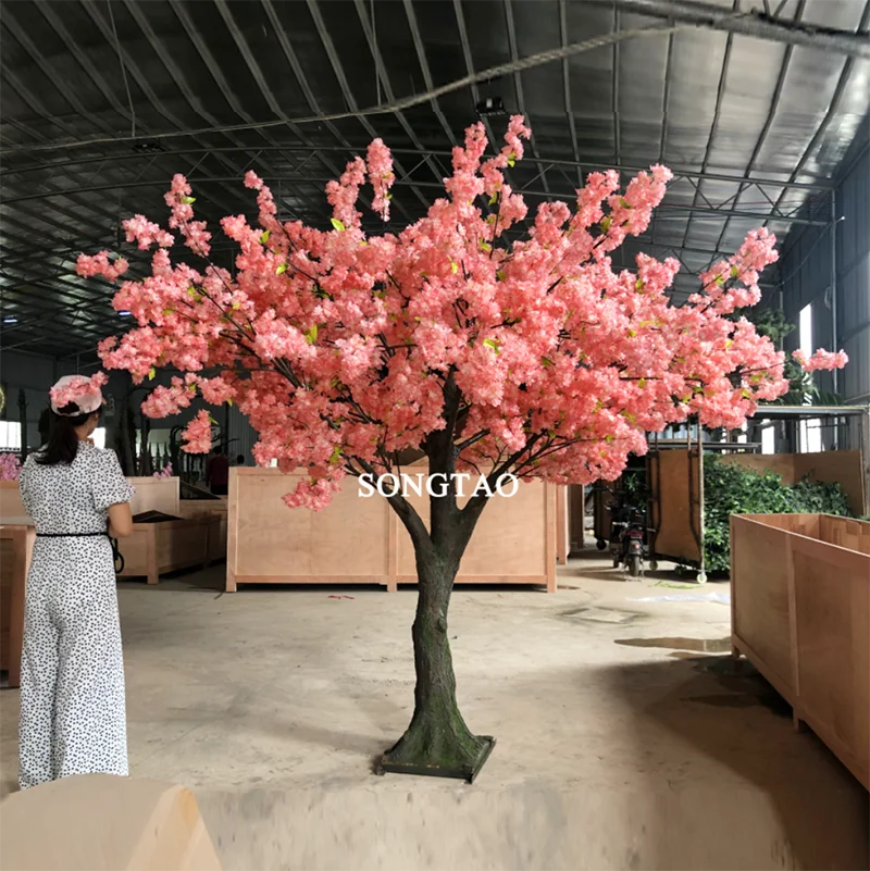 Customized UV-Resistant Outdoor/Indoor Indoor Decorative Plants Artificial Wedding Decoration Cherry Blossom Tree Fiberglass