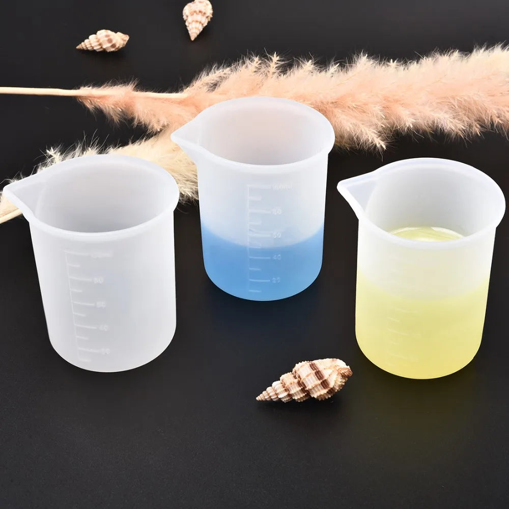 100ml 250ml Eco-Friendly Silicone Measuring Cups Tool Clear Graduated Epoxy Split Casting UV Resin Mold Jewelry Art Opp Bag